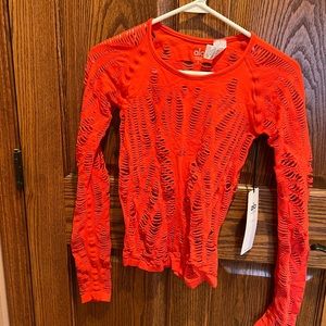 ALO Yoga Red Long Sleeve Top